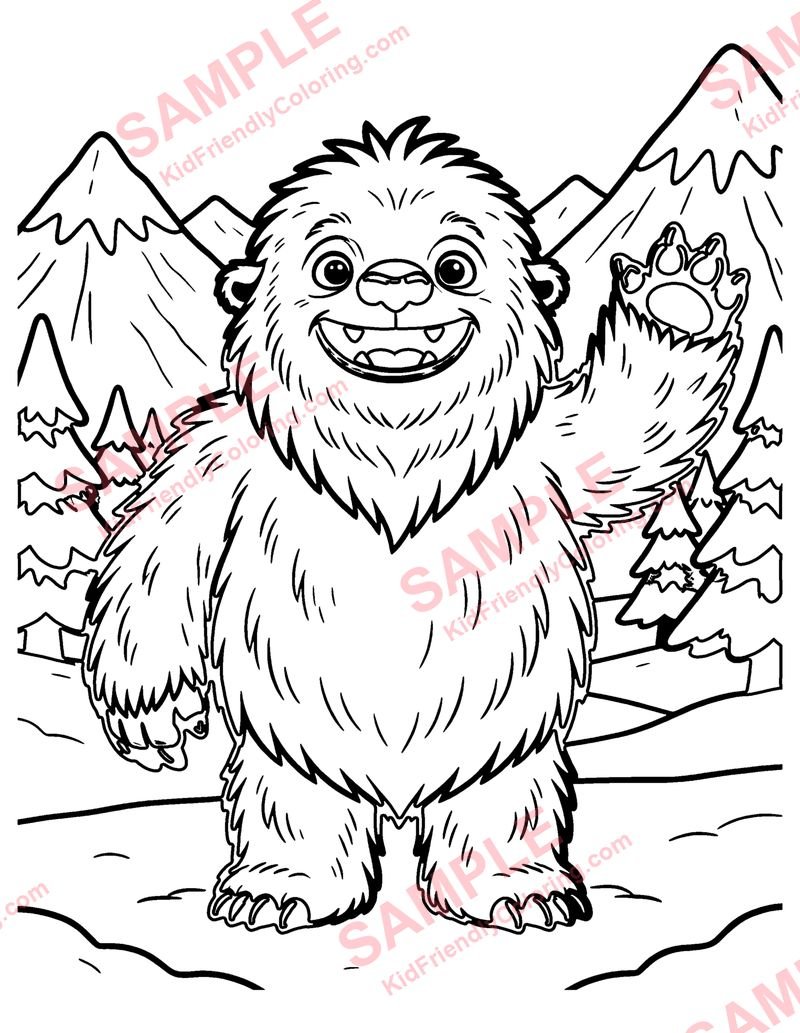 Friendly Yeti coloring page preview