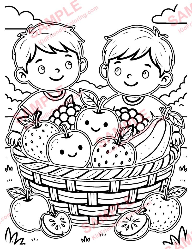 Fruit Basket coloring page preview