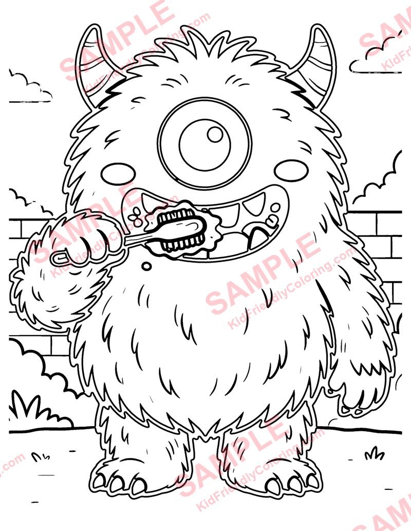 Fuzzy Monster coloring page preview