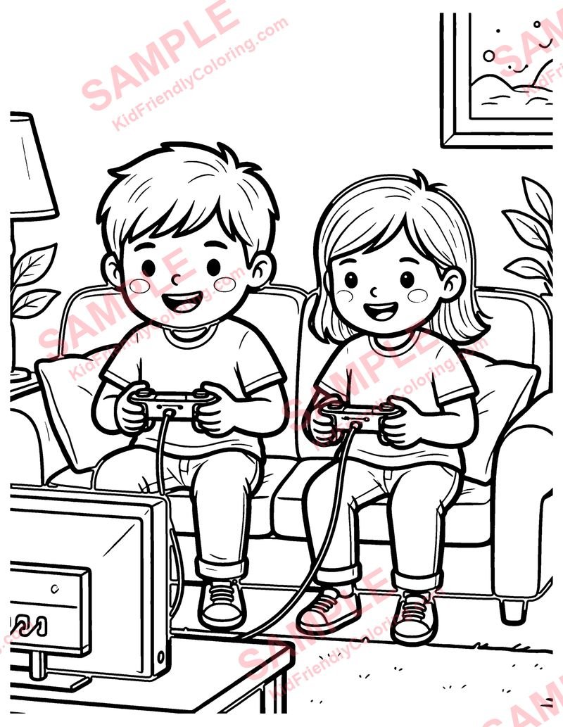 Gaming Buddies coloring page preview