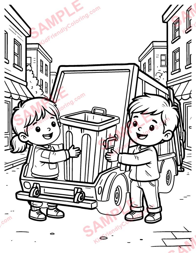 Garbage Truck coloring page preview