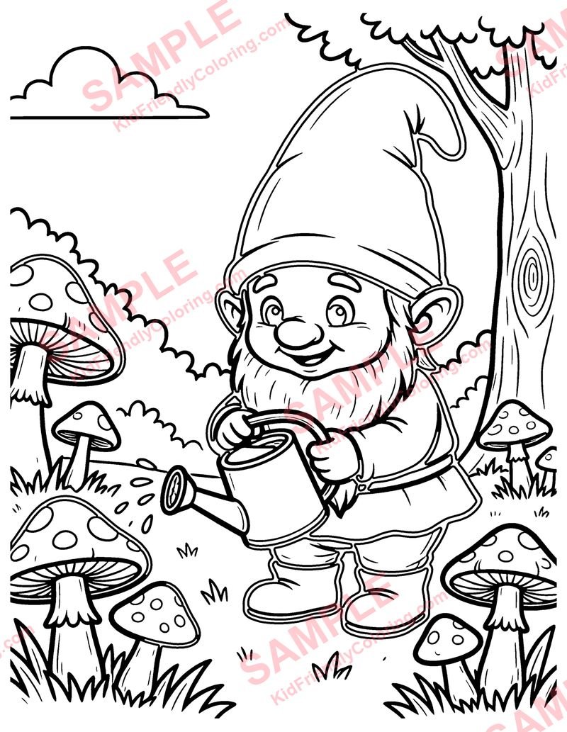 Garden Gnome coloring page preview