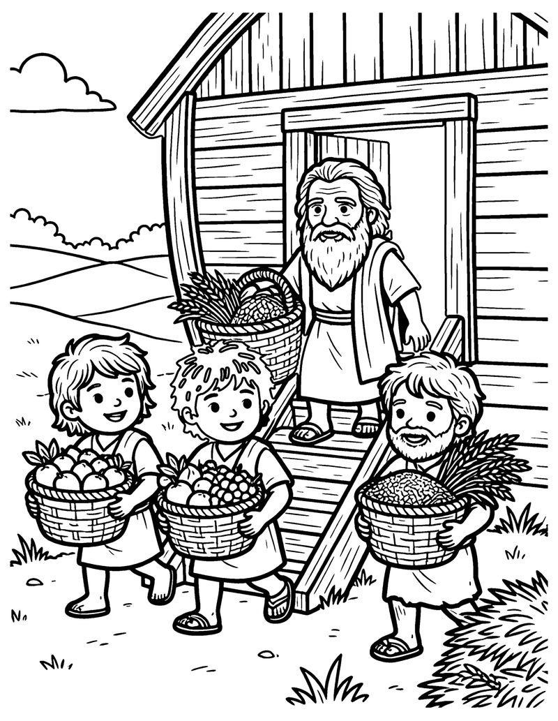Gathering Food for the Ark coloring page preview