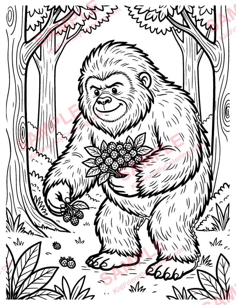 Gentle Bigfoot coloring page preview