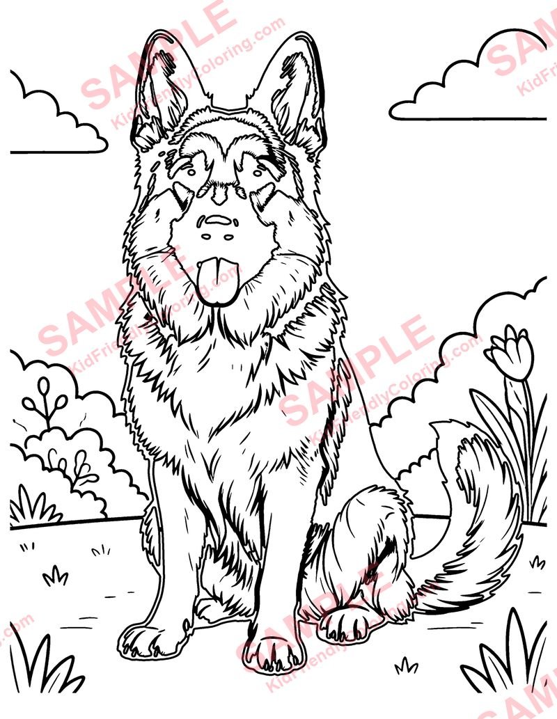 German Shepherd coloring page preview