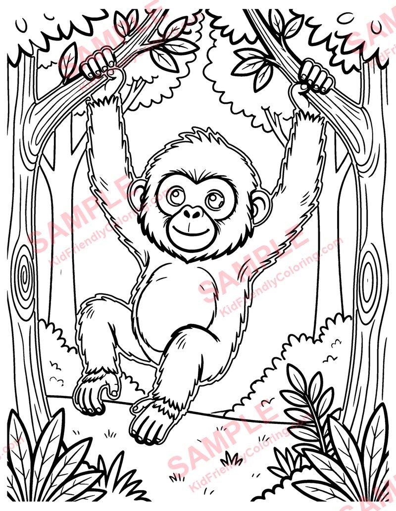 Gibbon coloring page preview