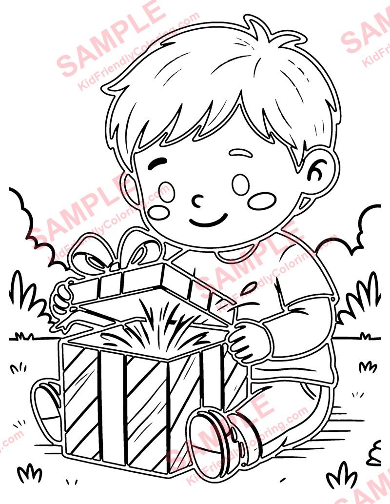 Gift Opening coloring page preview