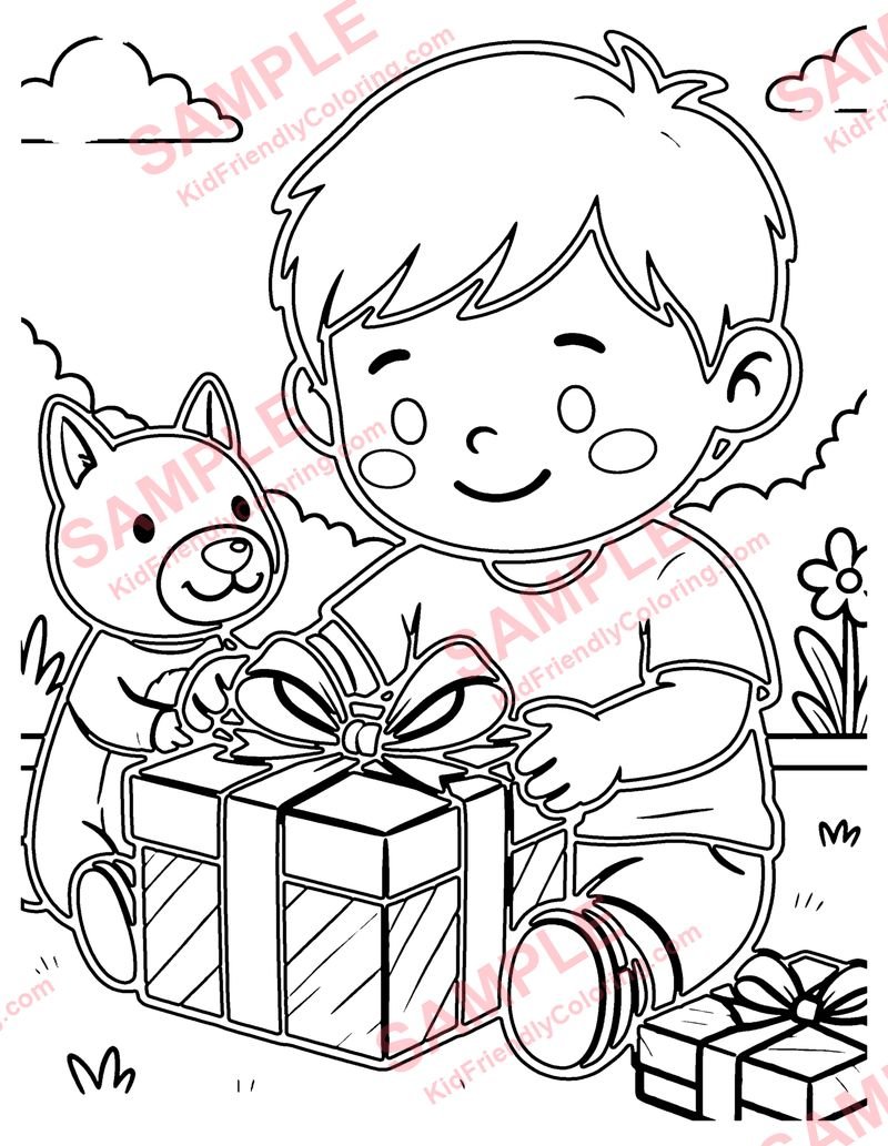 Gift Wrapping coloring page preview