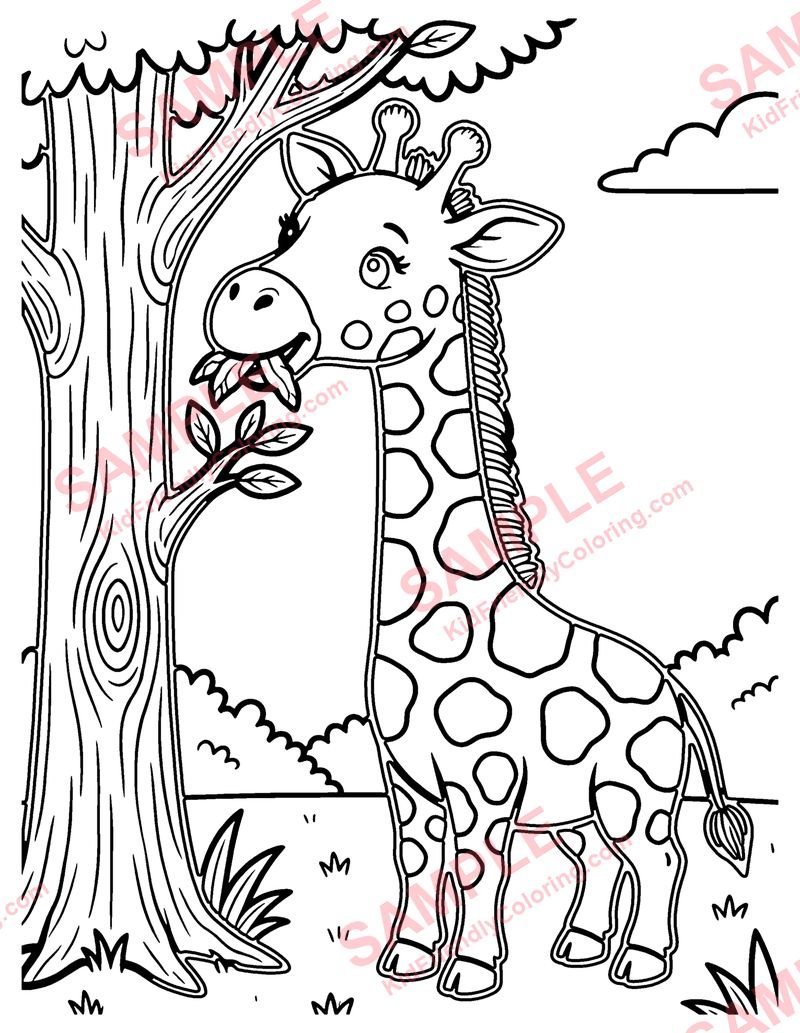 Giraffe coloring page preview