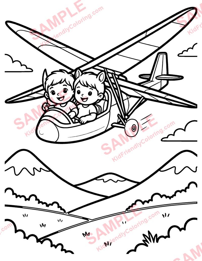 Glider coloring page preview
