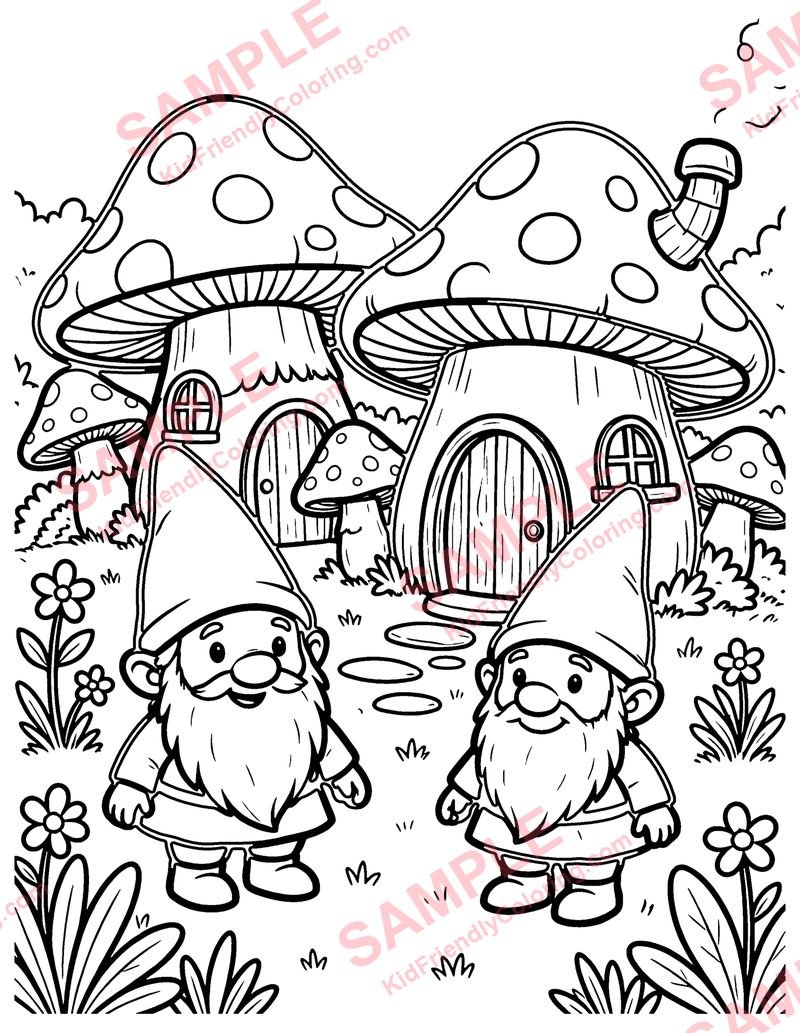 Gnome Village coloring page preview