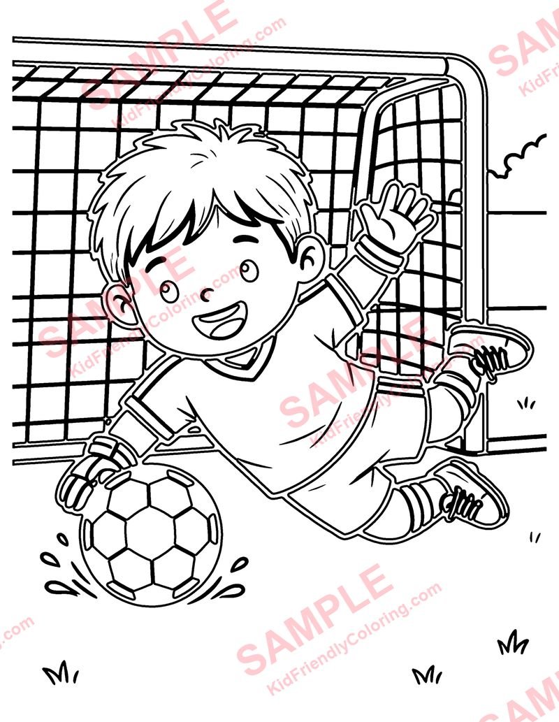 Goalie Save coloring page preview