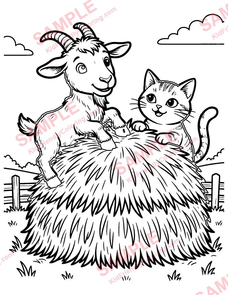 Goat on the Haystack coloring page preview