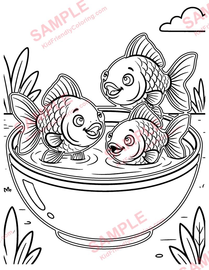 Goldfish Friends coloring page preview