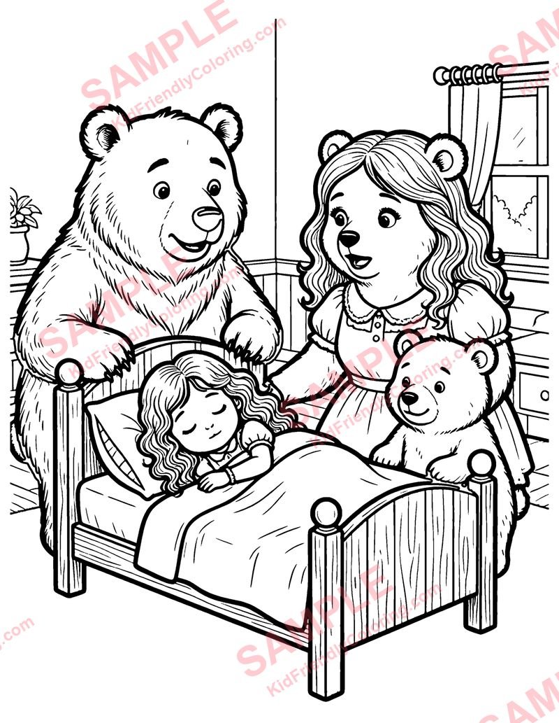 Goldilocks and the Three Bears coloring page preview