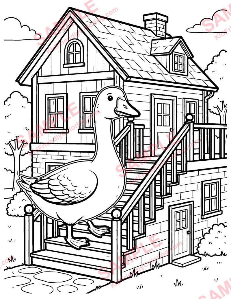 Goosey Goosey Gander coloring page preview
