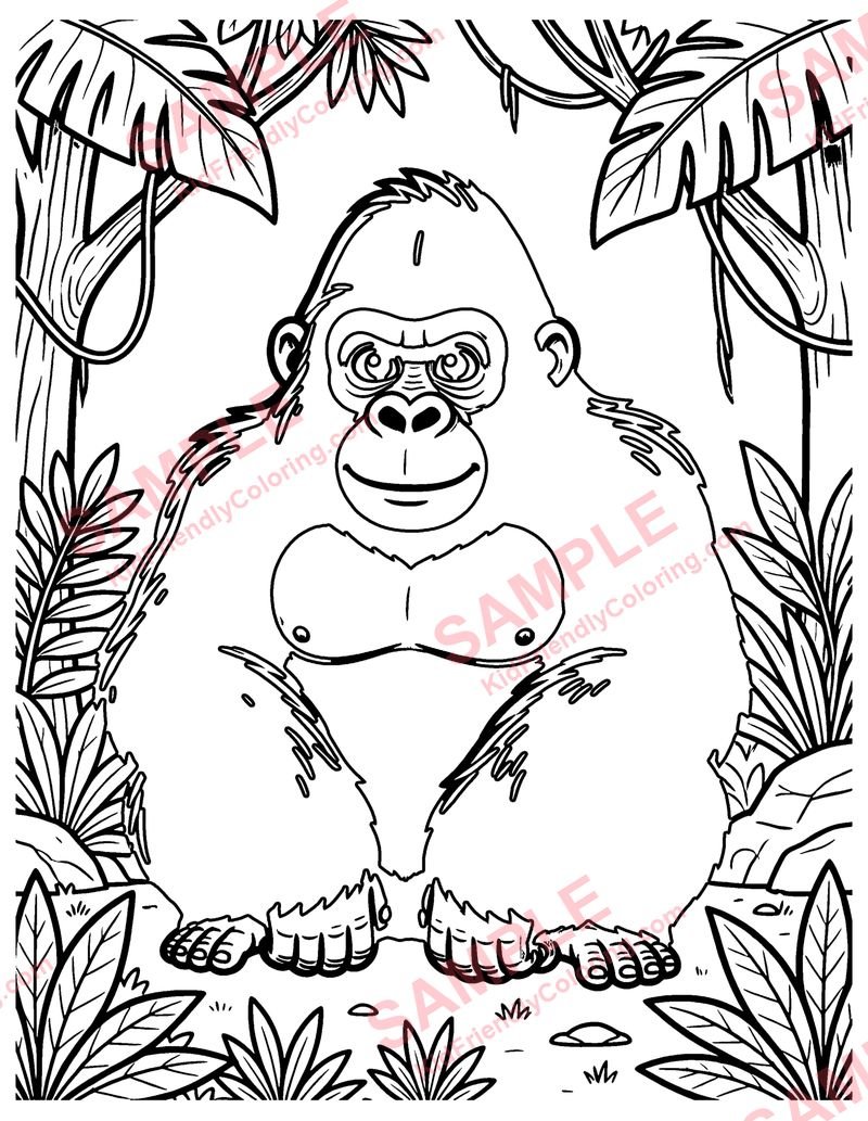 Gorilla coloring page preview