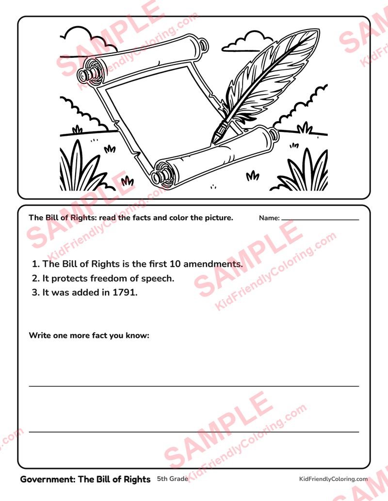 Government: The Bill of Rights coloring page preview