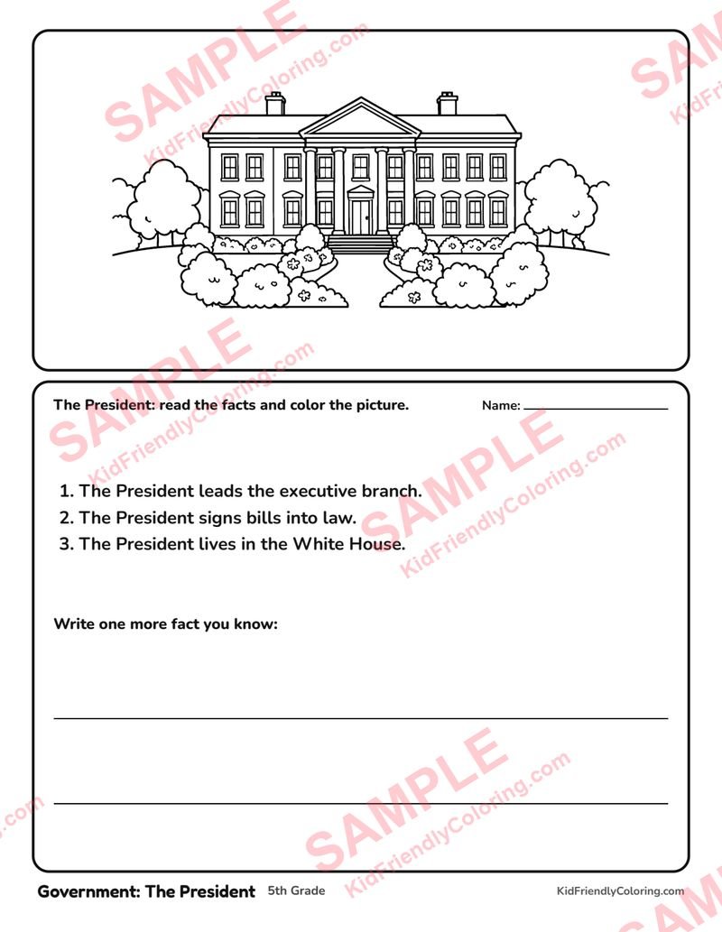 Government: The President coloring page preview