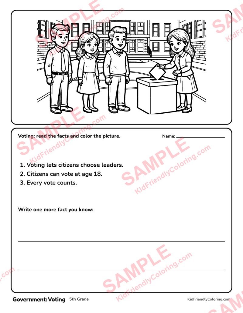 Government: Voting coloring page preview