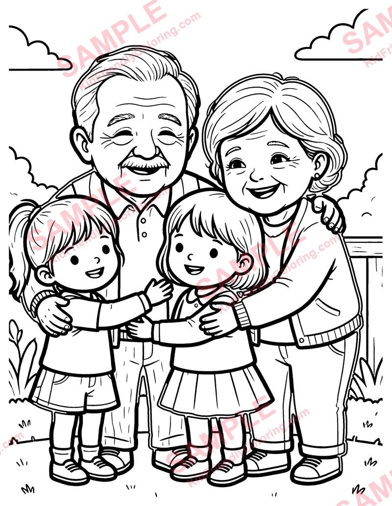 Grandparents Day coloring page preview