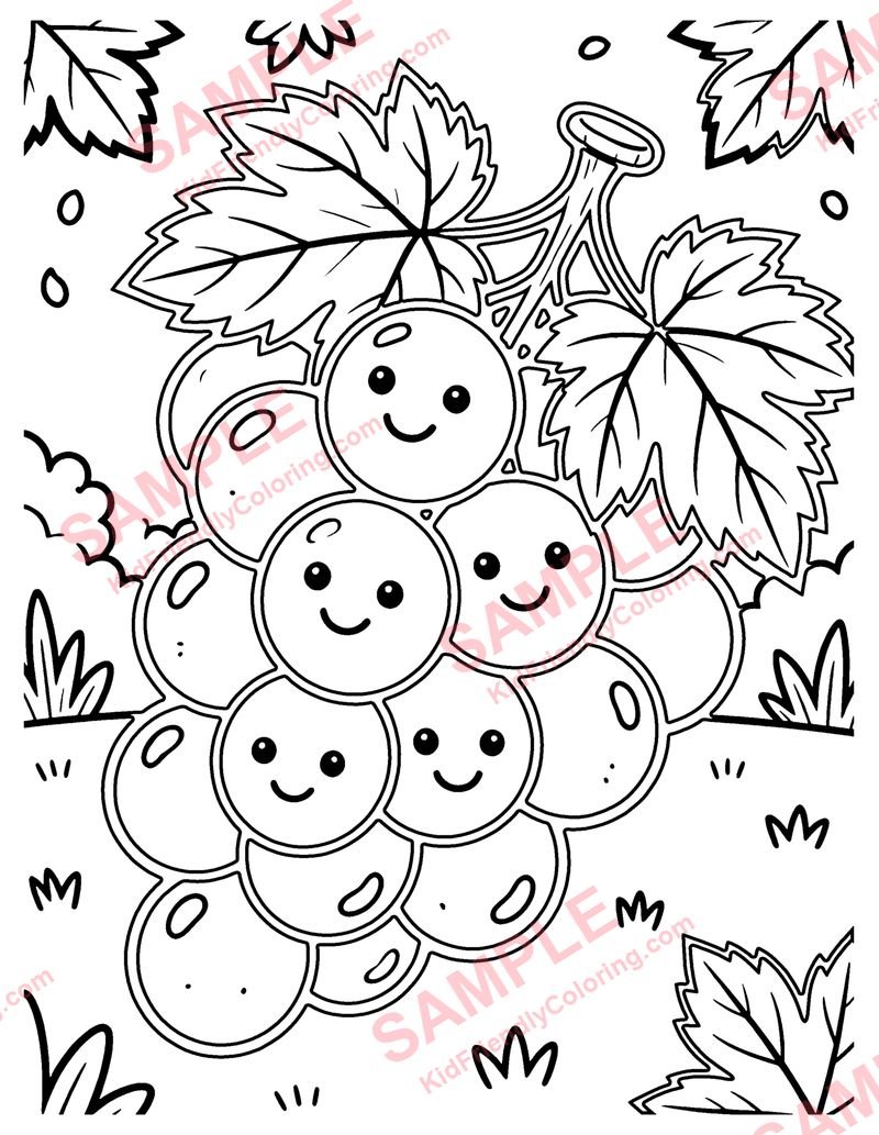 Grapes coloring page preview