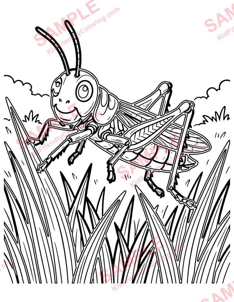 Grasshopper Jump coloring page preview