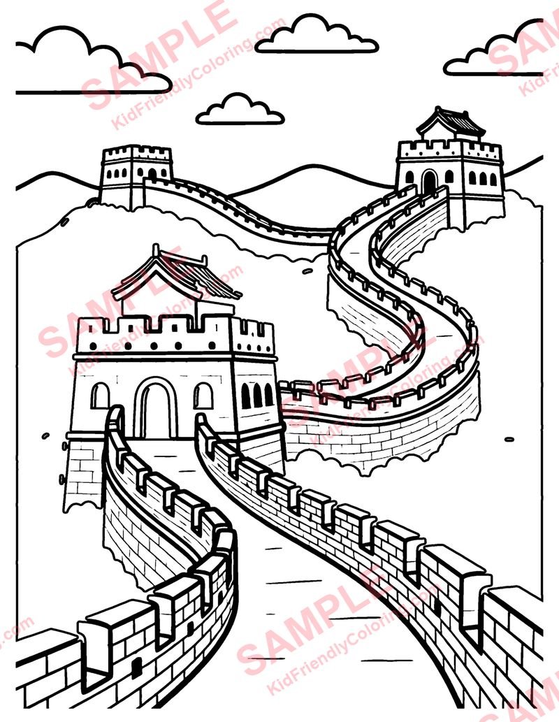Great Wall of China coloring page preview