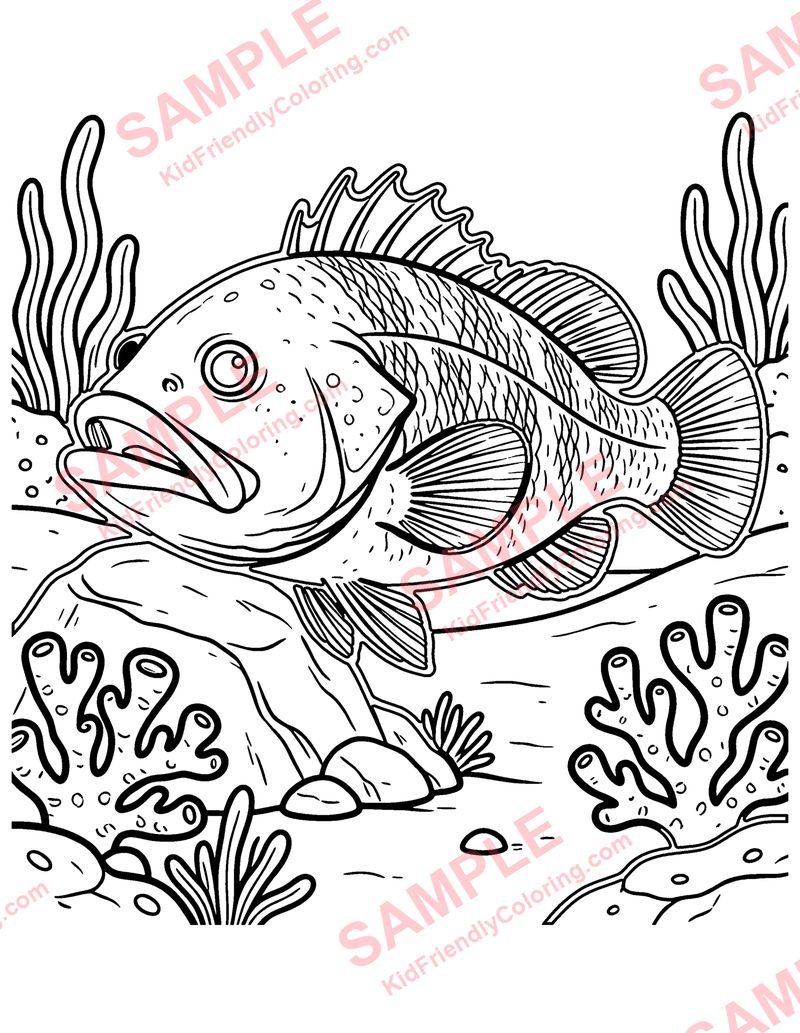 Grouper coloring page preview