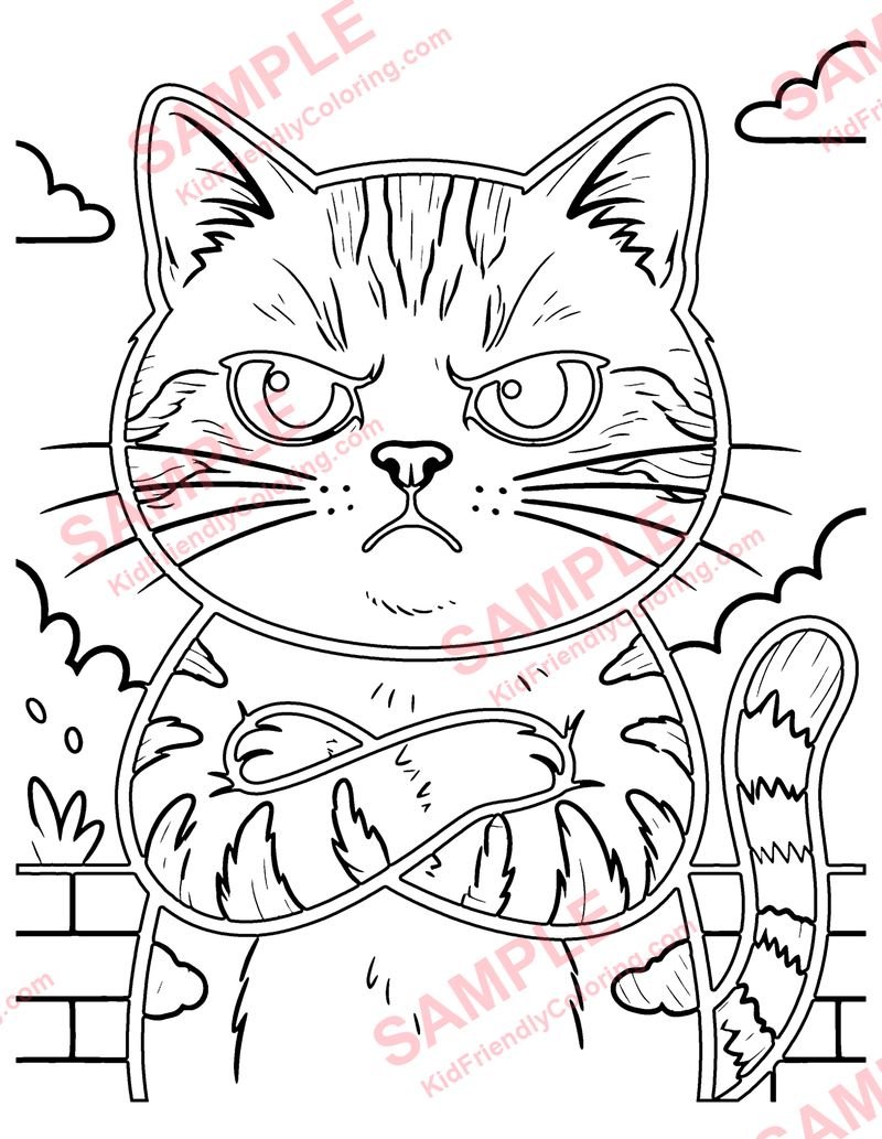 Grumpy Cat coloring page preview