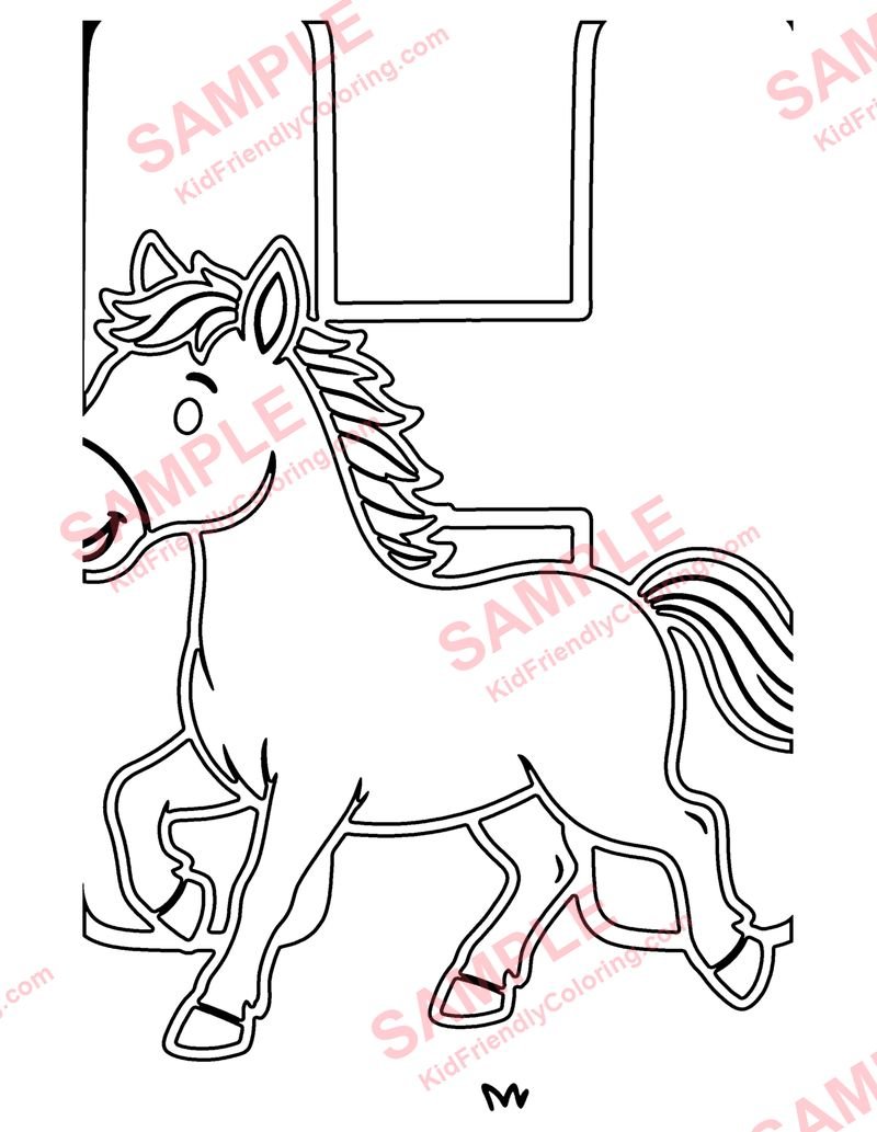 H Is for Horse coloring page preview