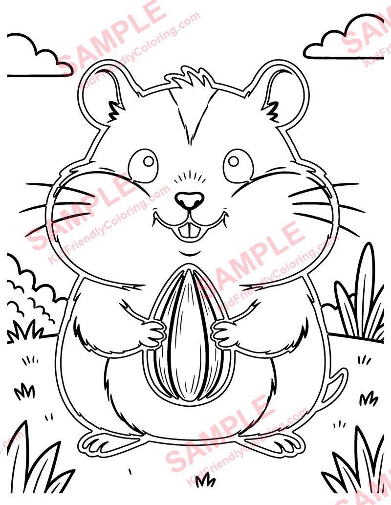Hamster Snack coloring page preview