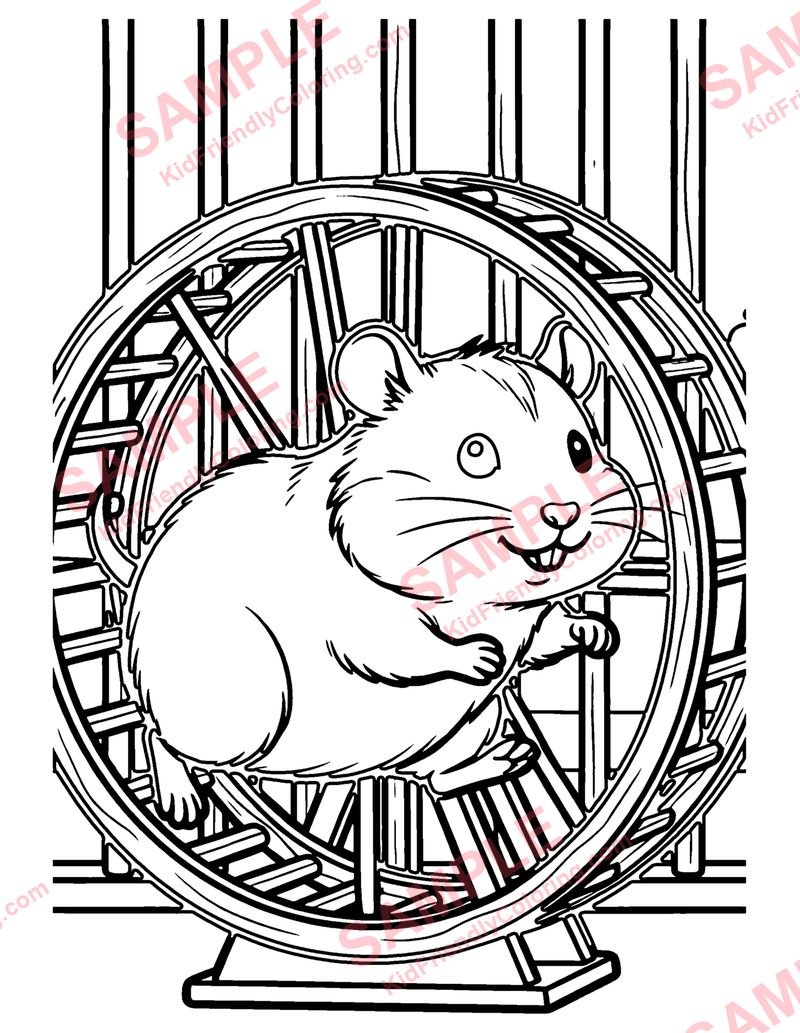 Hamster Wheel coloring page preview