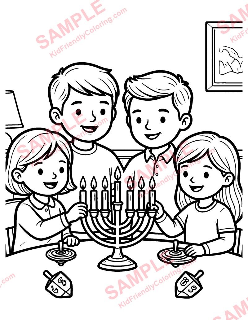 Hanukkah Menorah coloring page preview