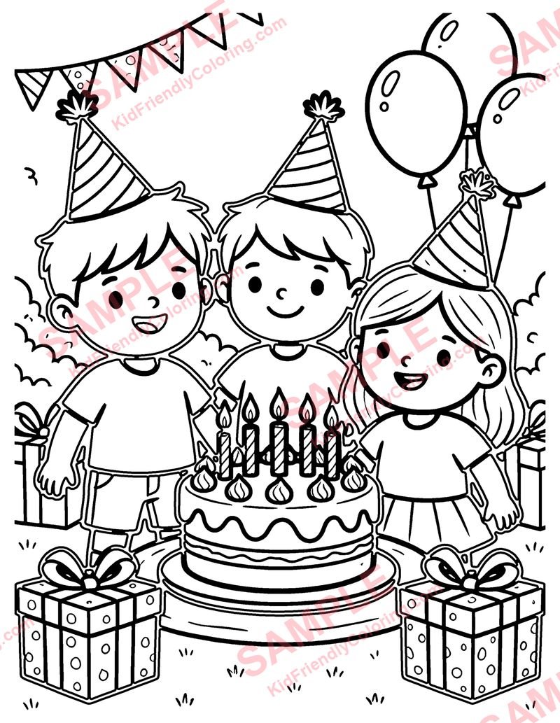 Happy Birthday coloring page preview