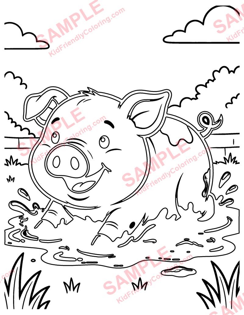 Happy Pig coloring page preview