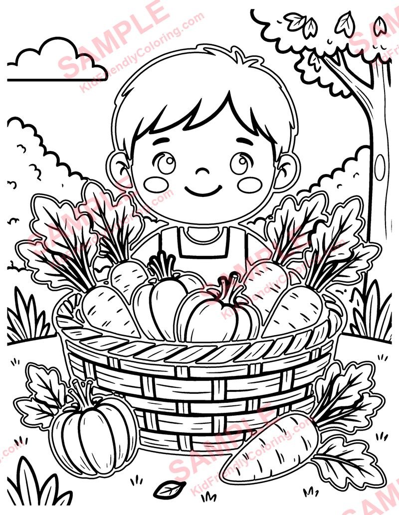 Harvest Basket coloring page preview