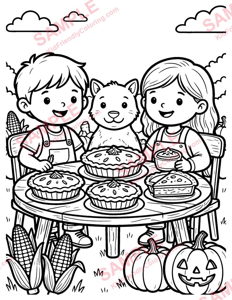 Harvest Table coloring page preview