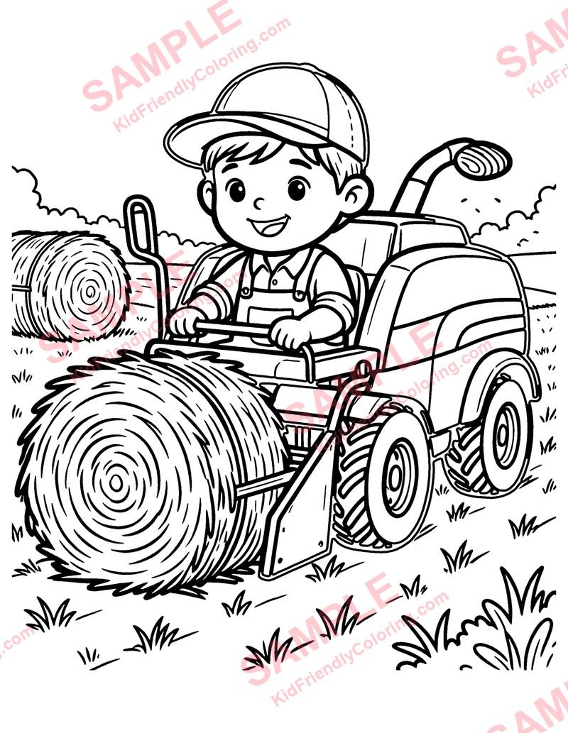 Hay Baler coloring page preview