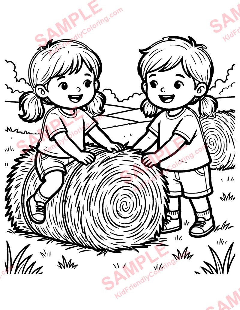 Hay Bales coloring page preview