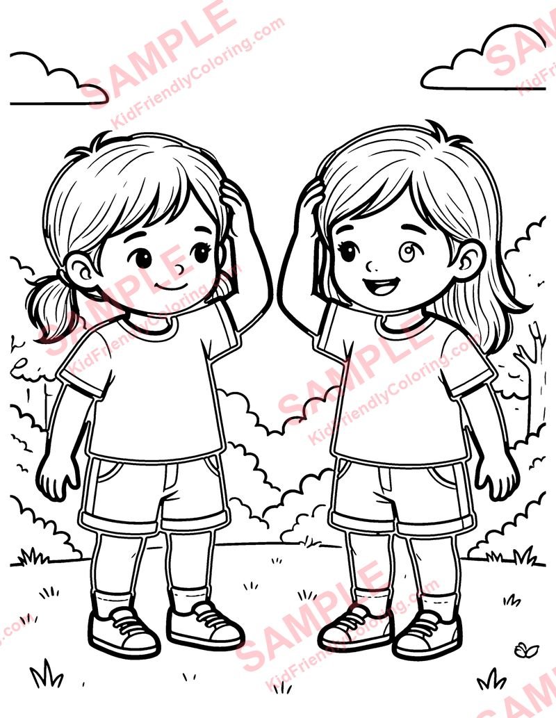 Head, Shoulders, Knees and Toes coloring page preview