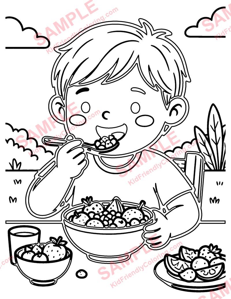 Healthy Breakfast coloring page preview