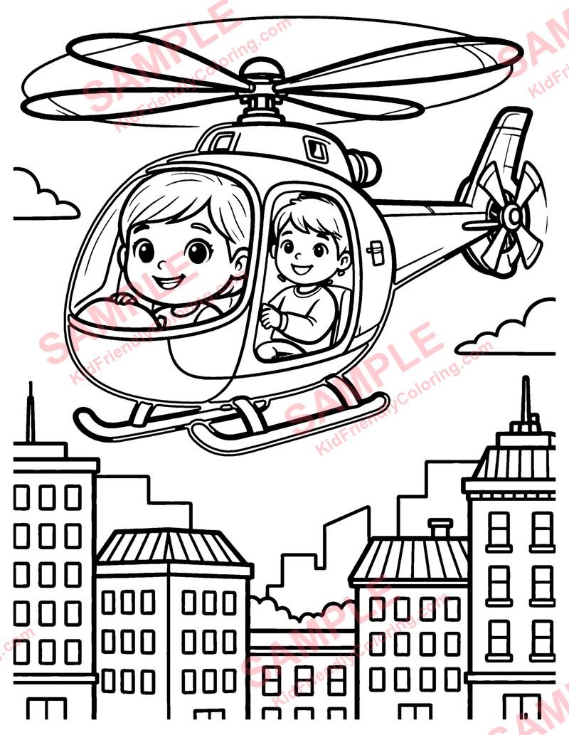 Helicopter Tour coloring page preview