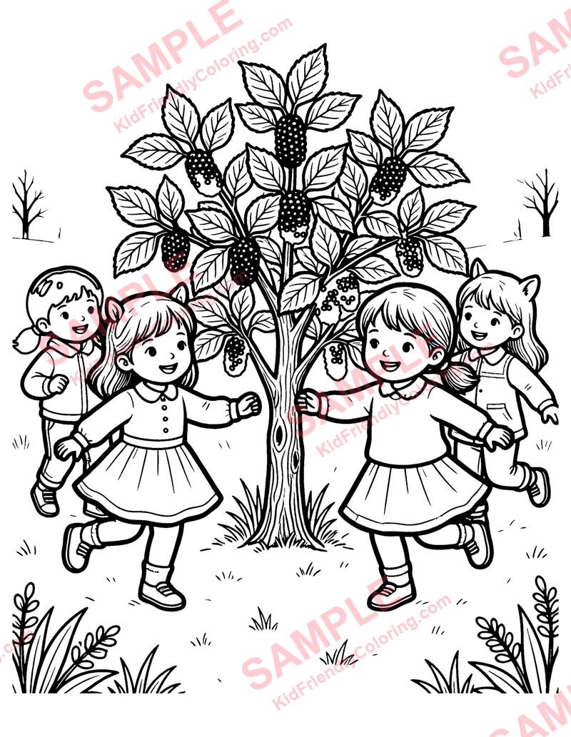 Here We Go Round the Mulberry Bush coloring page preview