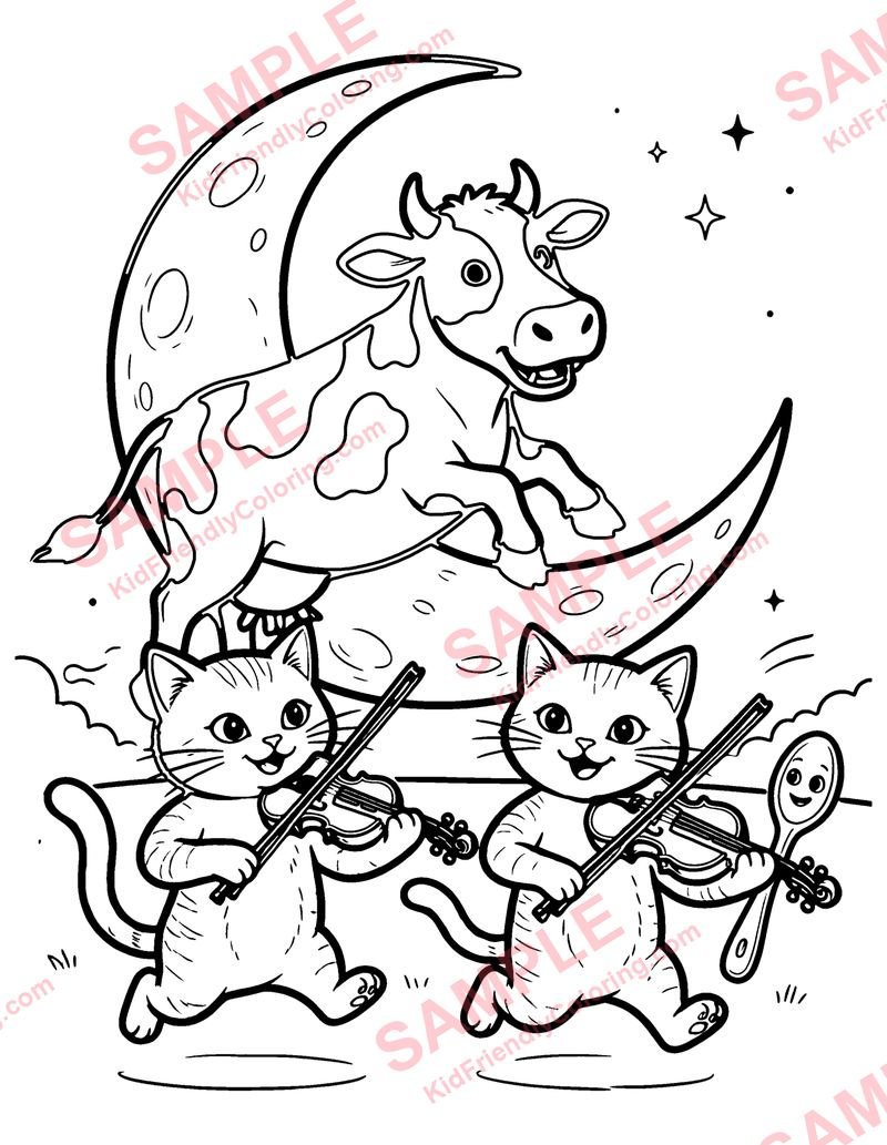 Hey Diddle Diddle coloring page preview