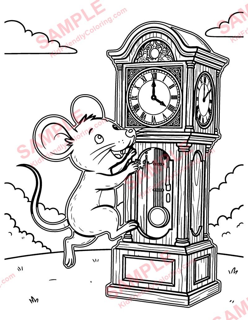 Hickory Dickory Dock coloring page preview