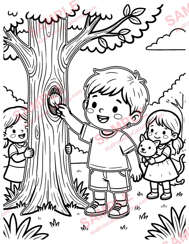 Hide and Seek coloring page preview