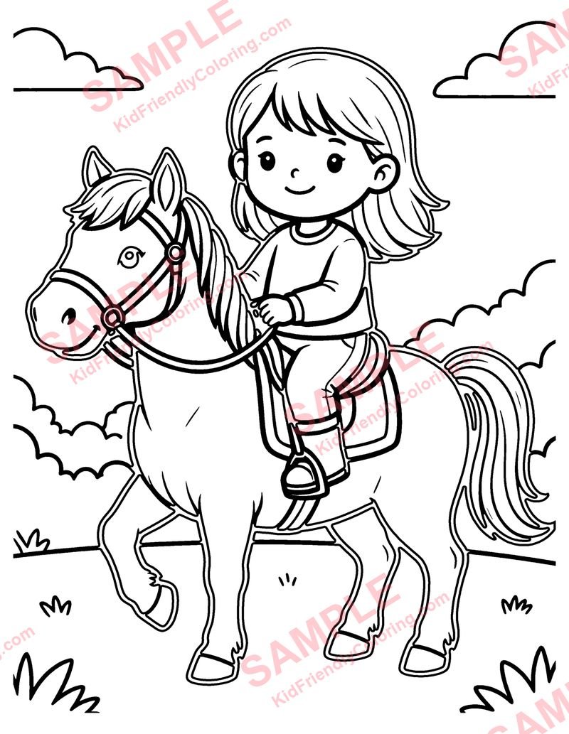Horse and Rider coloring page preview