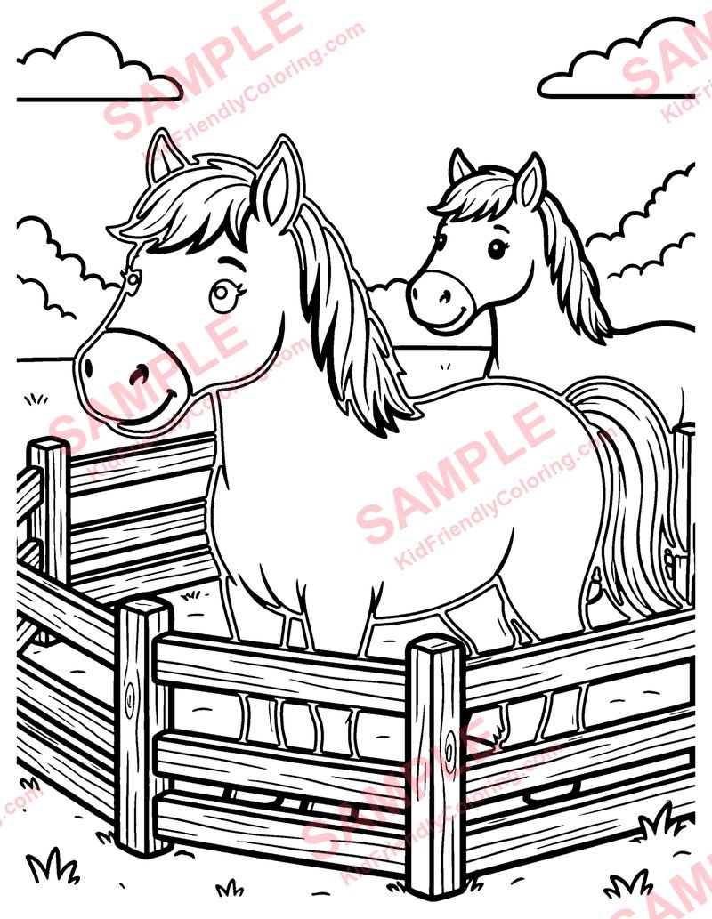 Horse Corral coloring page preview