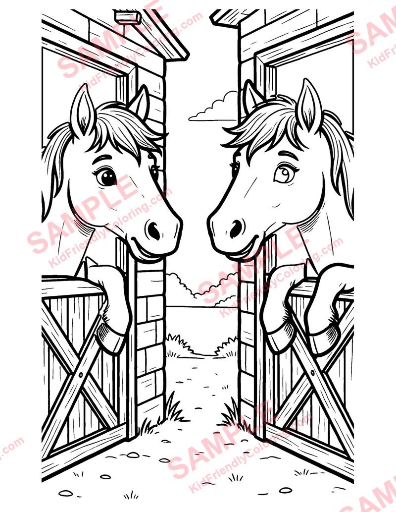Horse Stable coloring page preview